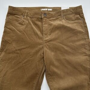 Lands Land's End Mid Rise Straight Leg Corduroy Pants Brown Womens 18 NWT New
